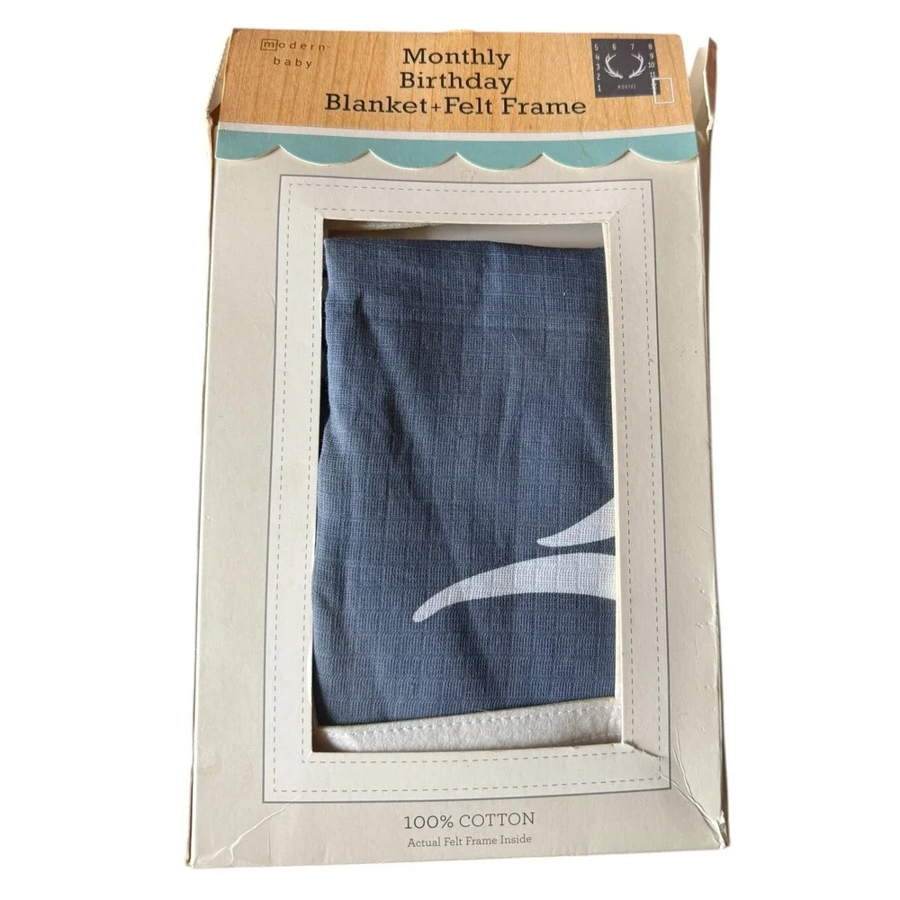Baby Milestone Monthly Photo Blanket Throw Deer Horns Frame